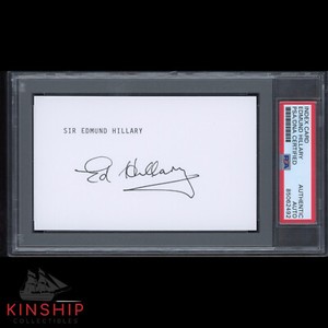 Sir Edmund Hillary signed 3x5 Index Card PSA DNA Slabbed Mt Everest Auto C2029