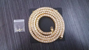 5MM 5AAA+ CZ Ice Out Hop Hip Tennis Kette Halskette 14k echt vergoldet - Bild 1 von 13