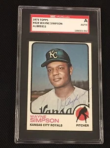 WAYNE SIMPSON 1973 TOPPS SIGNED AUTOGRAPHED CARD #428 KC ROYALS SGC AUTHENTIC - Picture 1 of 2