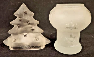 2er Set kleine Milchglas Kerzenhalter Weihnachten/Winter -- Neu - Bild 1 von 3