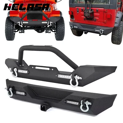 For 1987-2006 Jeep Wrangler TJ YJ Powder Coated Front & Rear Bumper w/ D-Rings - Image 1 of 4