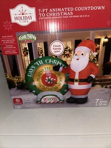 Holiday Time Inflatable "Animated Countdown To Christmas" 7 Ft Clock Spins NEW - Picture 1 of 5