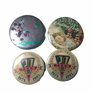 Vintage Disney Buttons Pins Set of 4 Walt Disney World 20th Anniversary MVMCP - Picture 1 of 4