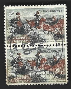 Scott# 1243 5c C. M. RUSSEL- Artist "JERKED DOWN" with MA. CDS cancel ~ (A-1) - Picture 1 of 2