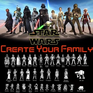 Looks Like Star Wars Family Car Vinyl Decal Sticker Window Laptop Characters - Picture 1 of 11