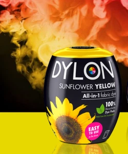 DYLON Fabric Machine Dye Pod SUNFLOWER YELLOW 350g Cotton Wool Natural Fibres - Picture 1 of 3