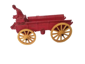 Vintage Toy Auburn Rubber Farm Western Red Wagon With Driver And Dog 1950’s - Picture 1 of 3
