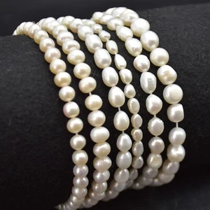 Freshwater Pearl Beads Bracelet Sample Strand - Baroque Nugget, Rice, Round 7.5" - Picture 1 of 9