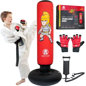 Inflatable Punching Bag for Kids 3-12 with Boxing Gloves - Tall 63 Inch Stable & - Picture 1 of 7