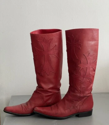 Botas vaqueras vintage Free Lance Paris para mujer talla 7 rojas años 70 Foto 1 de 3