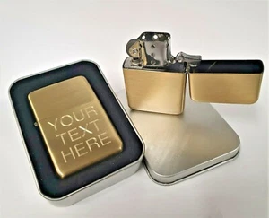 Engraved BRUSHED GOLD Personalised Star Lighter Petrol Birthday Fathers Day Gift - Picture 1 of 4