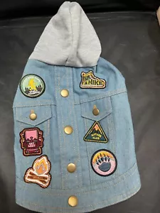 Dog Hoodie Denim Patch light weight jacket by Top Paw - Picture 1 of 6