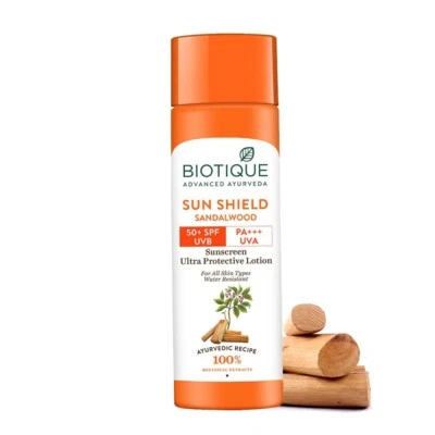 Biotique Bio Sandalwood 50+SPF, PA+++Sunscreen Ultra Soothing Face Lotion 190ml. - Image 1 of 4