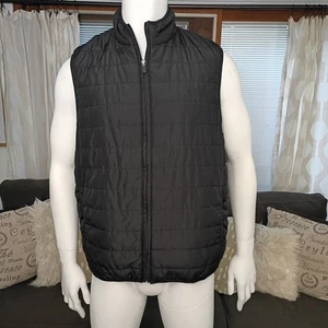 Chaps Black Quilted Sleeveless Vest Men’s Large Full Zipper And Pockets - Picture 1 of 7