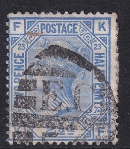 GB QV SG157, 21/2d Blue Plate 23 - gebraucht - Bild 1 von 2