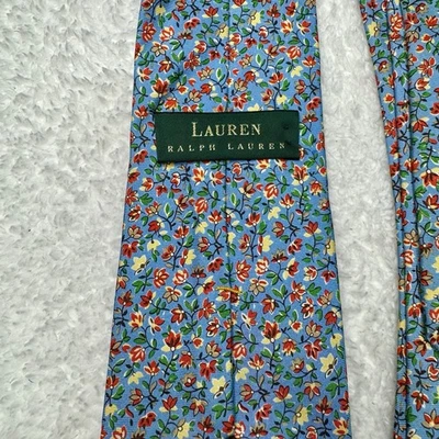 Lauren Ralph Lauren 100% Silk Tie Floral Made In USA AOP - Image 1 of 4