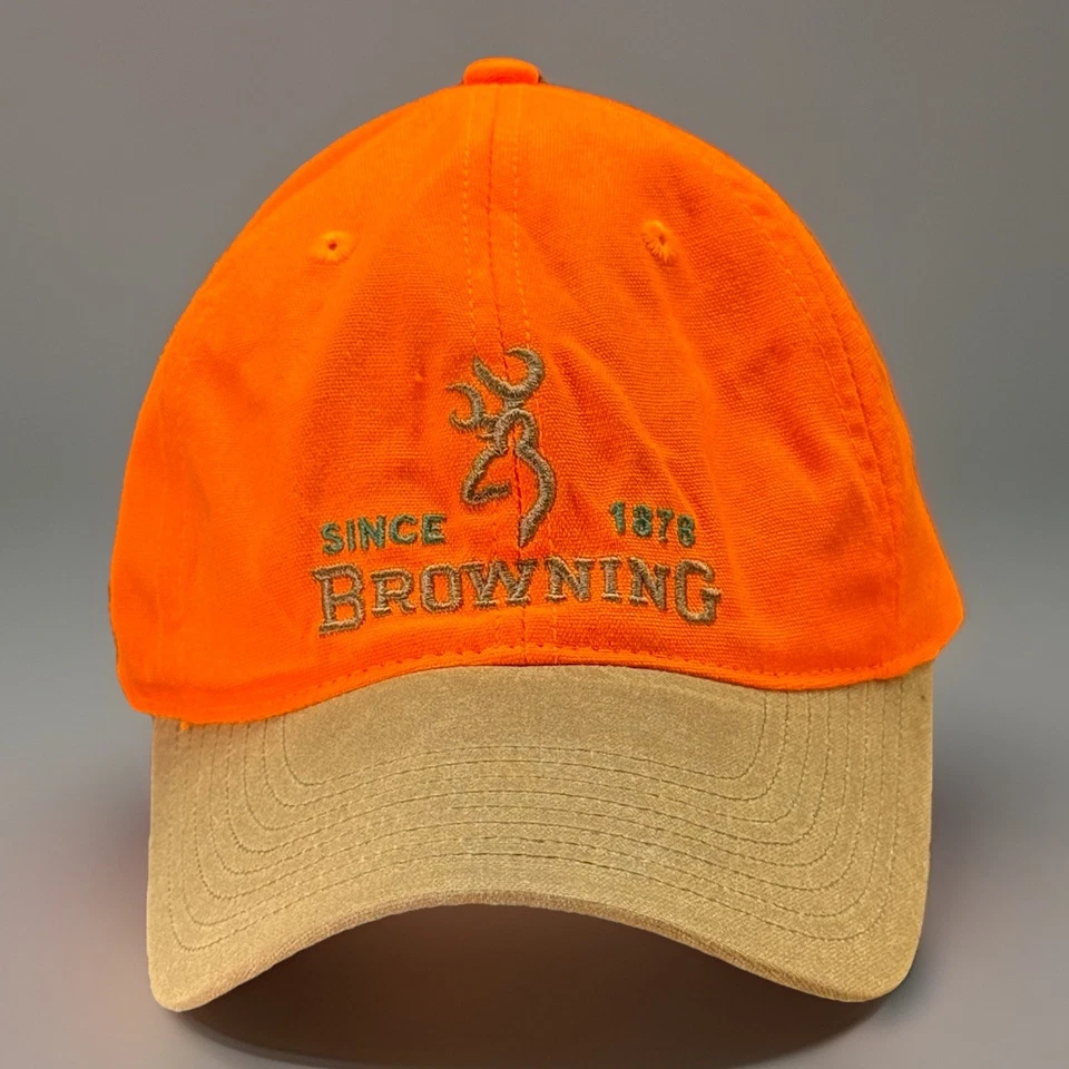 Browning охотников бейсбольная шляпа с ремешком назад яркий безопасности оранжевый коричневый винтажный - Изображение 1 из 4