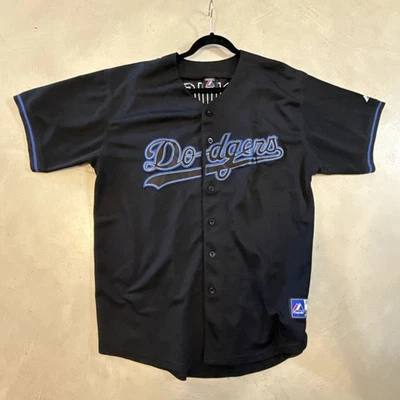 Majestic Rare Black Los Angeles Dodgers Mesh Jersey #66 Puig Size 56 - Image 1 of 4