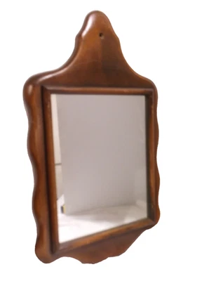 VINTAGE SOLID HARDWOOD Wall Mount Mirror 18"  X 11" Farmhouse - Image 1 of 4