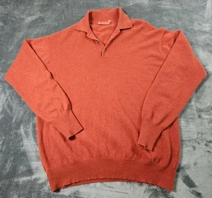 Suéter Riccardo Piacenza Para Hombres Naranja Cachemira Manga Larga Polo Italia - Imagen 1 de 8