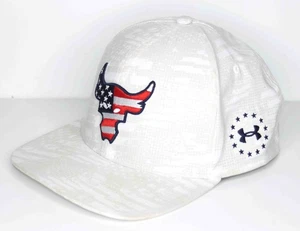 Under Armour UA Project Rock Flag AOP Patriotic USA White Stretch Snapback Hat - Picture 1 of 8