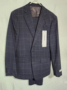 Calvin Klein Herren Slim Fit Woll Ganzanzug blau kariert 40R - Bild 1 von 18