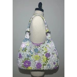 Vera Bradley Aquarell Hobo Handtasche grau Blumen Doppelgriffe - Bild 1 von 5