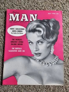 Vintage Modern Man Magazine July 1956 Anita Ekberg, June Harlow, Mark Twain - Picture 1 of 4
