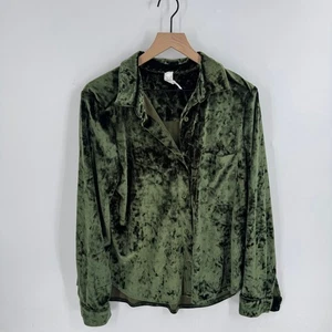 Top Anthropologie Amadi Terciopelo Verde Oscuro Botones Bolsillo Frontal Talla Grande - Imagen 1 de 6