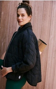 Free People Fp Movement $218 Nwt Xs Hatch Pippa Maternity Black Coat - Picture 1 of 13