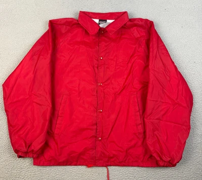 Vtg Athletic Works Jacket Mens Large Nylon Coach Windbreaker Snap Lined USA 90's - Image 1 of 4