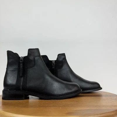 Botas de tornozelo femininas Franco Sarto Halford couro preto conforto casual tamanho 9 M - Imagem 1 de 4