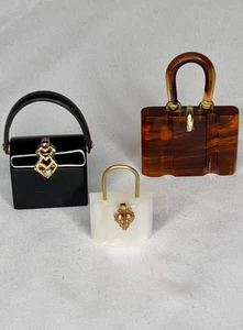 Wilardy Miniatura Lucite Borsetta Set RARO Firmato Will Hardy 3 Bag Collezione MCM - Foto 1 di 9