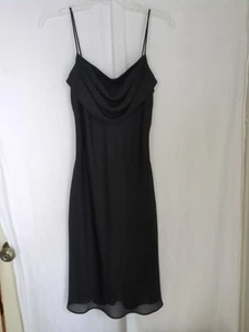 VTG Jump Wendye Chaitin Black Midi Cocktail Dress Sz 9 Cowl Sheer Over Friends - Picture 1 of 12