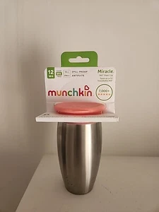 BRAND NEW Munchkin Miracle 360 Steel Cup, 10 oz, Pink Lid, Spill-Proof.   - Picture 1 of 4