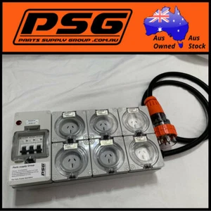 Portable Power board adapter 32 Amp 3 phase 5 pin to 6 x 240v RCBO 15A outlets - Picture 1 of 9