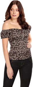 Blusa gitana Collectif DOLORES Vintage OTOÑO CAÍDAS Hoja de hoja caduca CAMISETA Rockabilly - Imagen 1 de 4