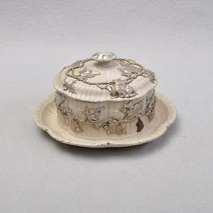 Villeroy & Boch Rare Old Covered Dish 1852-72, Plastic Vine Leaves Silver Plated - Picture 1 of 9