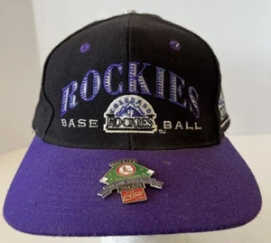 Colorado Rockies VTG SnapBack Hat w/1993 Pin Black Purple MLB Baseball  - Picture 1 of 11