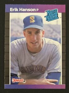 1989 Donruss Erik Hanson Baseball Card Rookie RC #32 Mariners Pitcher VG O/C