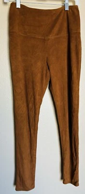 Womens Tan Faux Suede Mid Rise Tapered Leggings S/M Winter Warm Cozy - Image 1 of 4