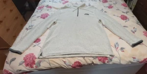 Weird Fish Mens 1/4 Zip Jumper XL White Grey Macaroni Sweater Waffle Outdoor - Picture 1 of 9