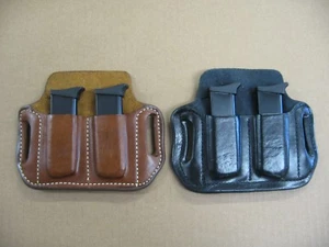 Azula Leather OWB 2 Slot Pancake Belt Dual Mag Clip Pouch .Choose Gun & Color -A - Picture 1 of 12