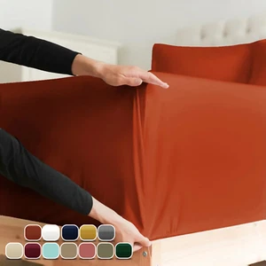 Lenzuolo con angoli 1800 tasche profonde queen king completamente elastico lenzuola - Foto 1 di 60