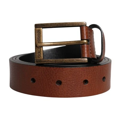 Cinturón DOLCE & GABBANA Cuero de becerro marrón clásico Hebilla de metal 95 cm / 38 pulgadas 450usd Foto 1 de 4