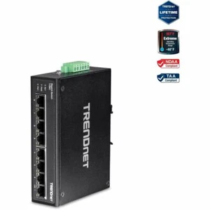 TRENDnet TI-G80 8 Port Hardened Industrial DIN Rail Gigabit Switch Metal Case - Picture 1 of 4