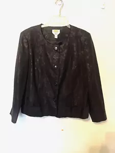 Damen Talbots strukturiert schwarz Baumwollmischung Blazer Jacke gefüttert Taschen Gr. 14W - Bild 1 von 15