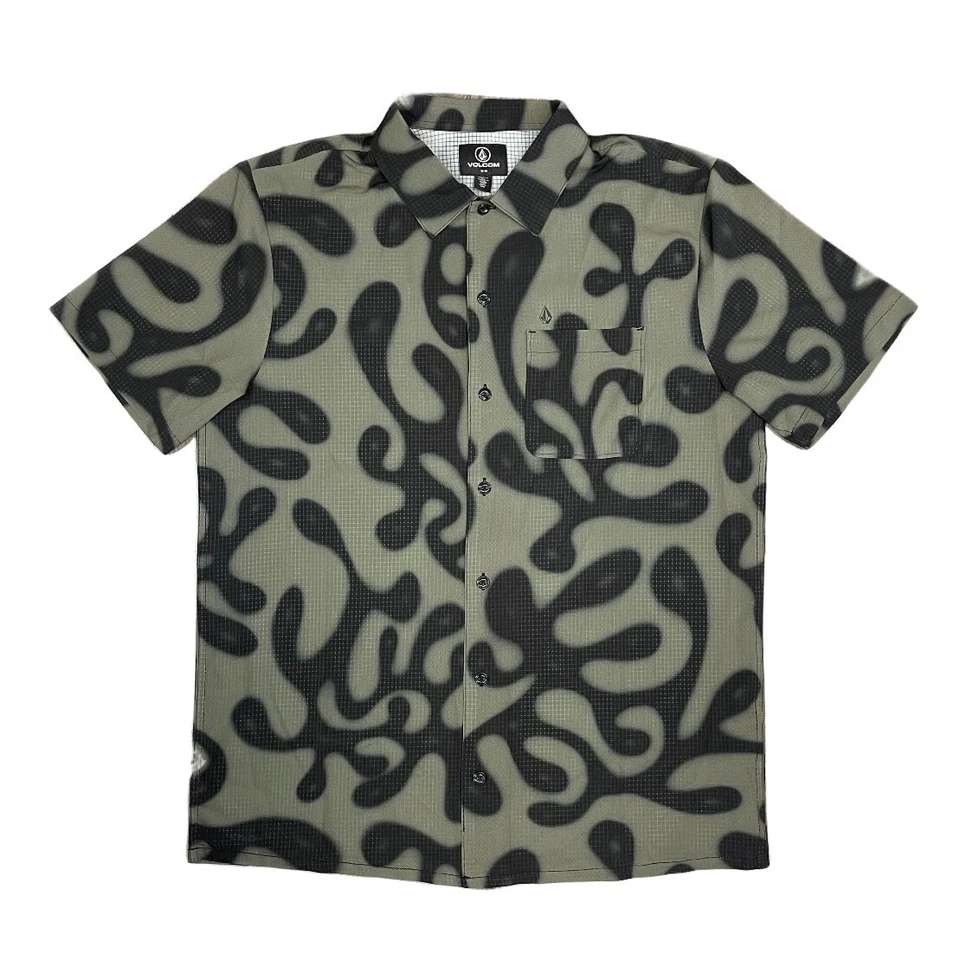 Brand New Mens Volcom Zephyr Ridgestone Short Sleeve Shirt Army Green Medium - Image 1 of 1