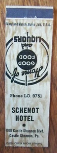 WOODGRAIN MATCHBOOK COVER: SCHENOT HOTEL (CASTLE SHANNON, PENNSYLVANIA) -G27 - Picture 1 of 1