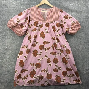 Knox Rose Dress Womens XL Purple Orange Floral Boho V Neck Puff Sleeve Peasant - Picture 1 of 10
